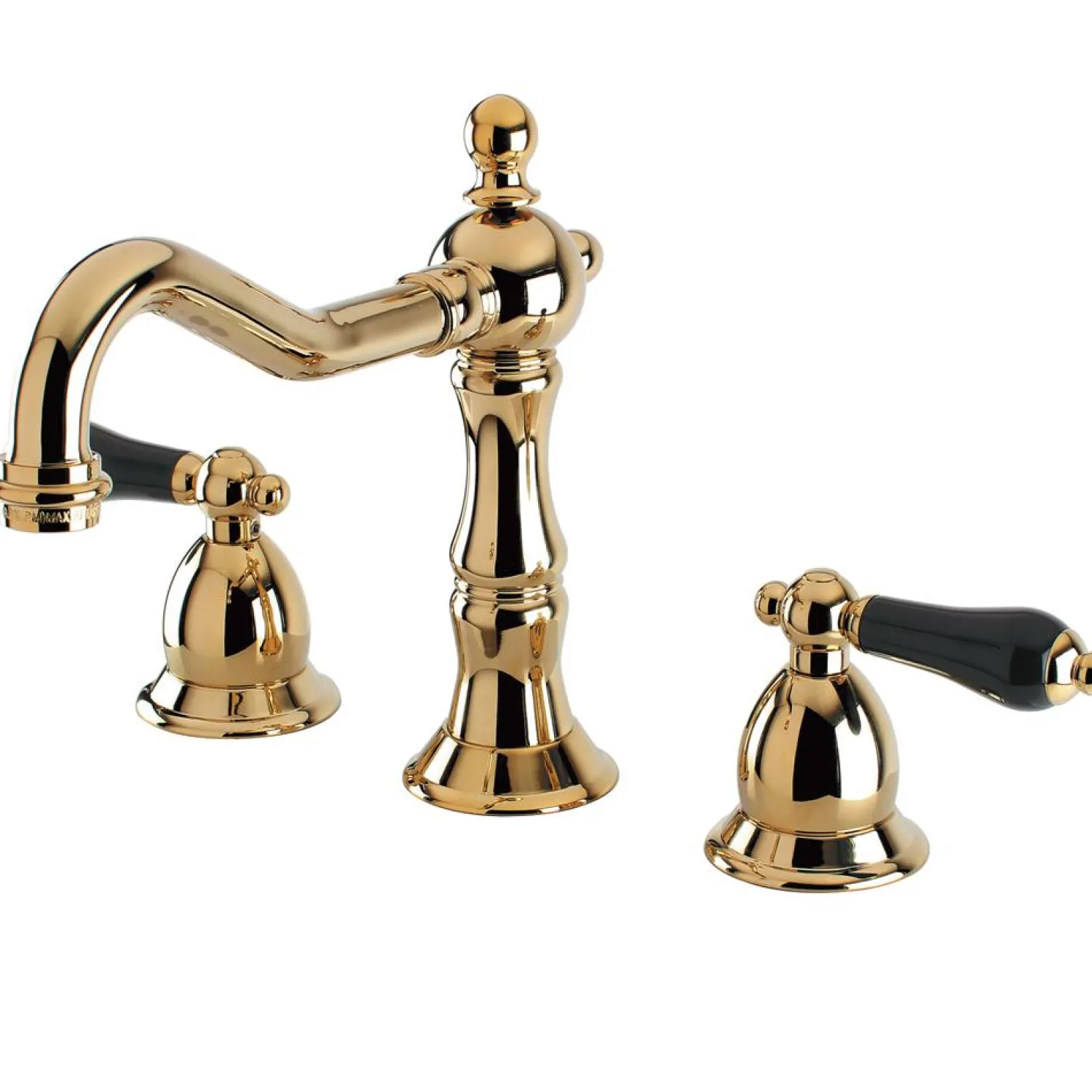 Clearance Heritage Onyx Traditional Widespread Lavatory Faucet with Black Porcelain Lever Handle 8" Widespread