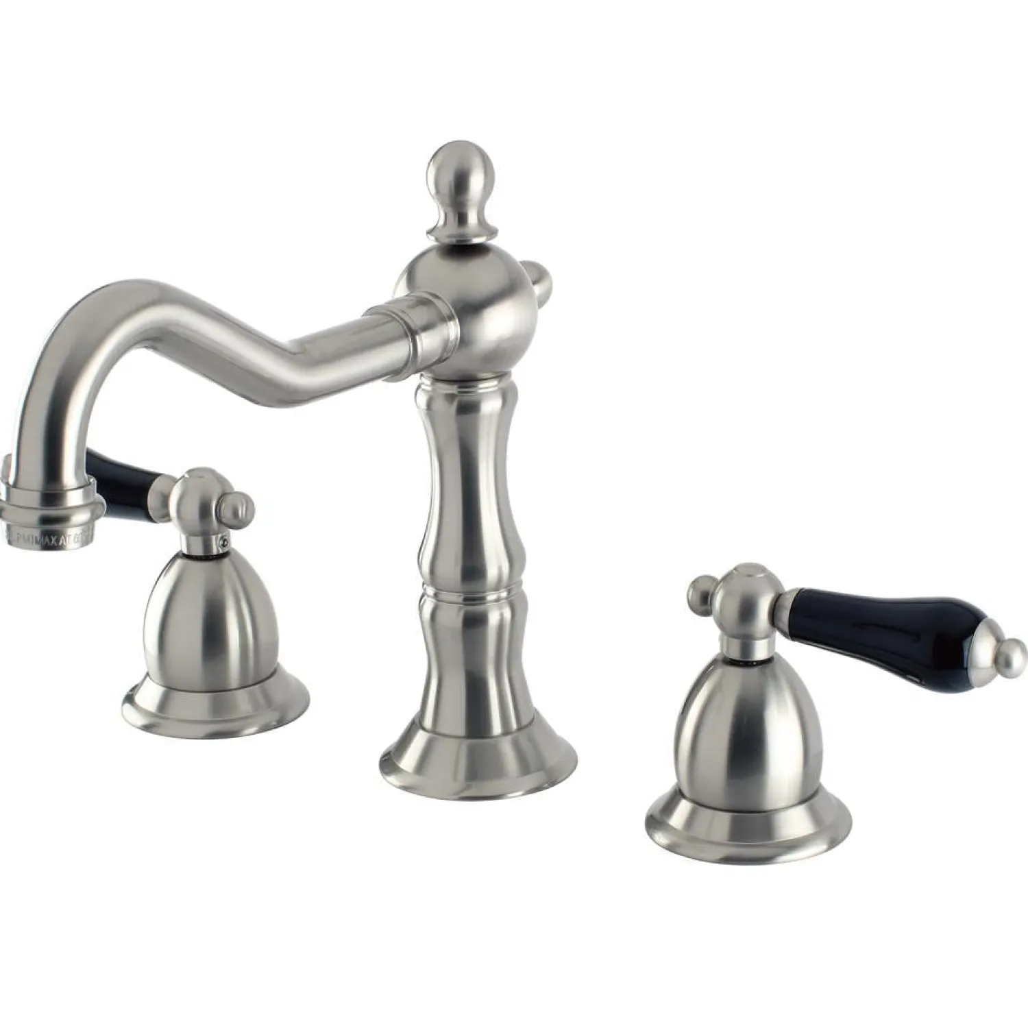 Clearance Heritage Onyx Traditional Widespread Lavatory Faucet with Black Porcelain Lever Handle 8" Widespread