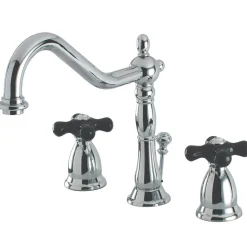 Online Heritage Onyx Widespread Lavatory Faucet with Black Porcelain Cross Handle 8" Widespread