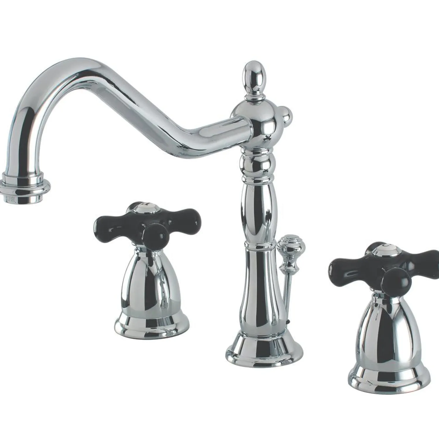 Online Heritage Onyx Widespread Lavatory Faucet with Black Porcelain Cross Handle 8" Widespread