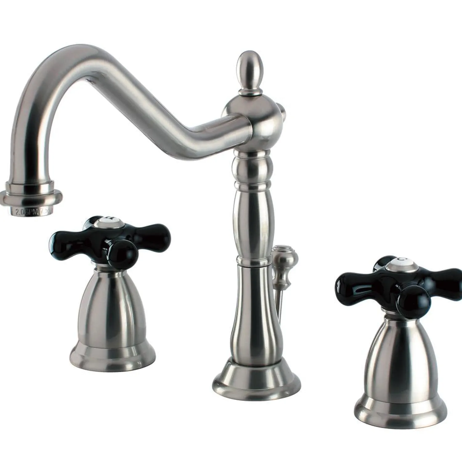 Online Heritage Onyx Widespread Lavatory Faucet with Black Porcelain Cross Handle 8" Widespread