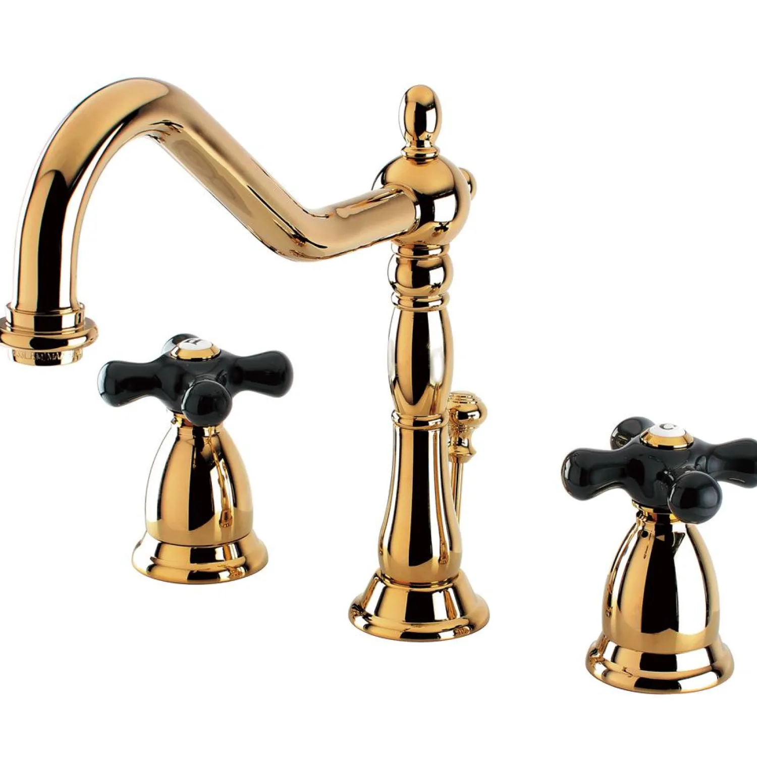 Online Heritage Onyx Widespread Lavatory Faucet with Black Porcelain Cross Handle 8" Widespread