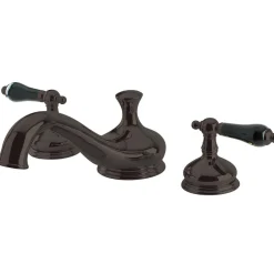 Heritage Onyx Roman Tub Filler with Black Porcelain Lever Handle Tub Faucets