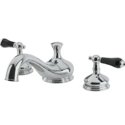 Heritage Onyx Roman Tub Filler with Black Porcelain Lever Handle Tub Faucets