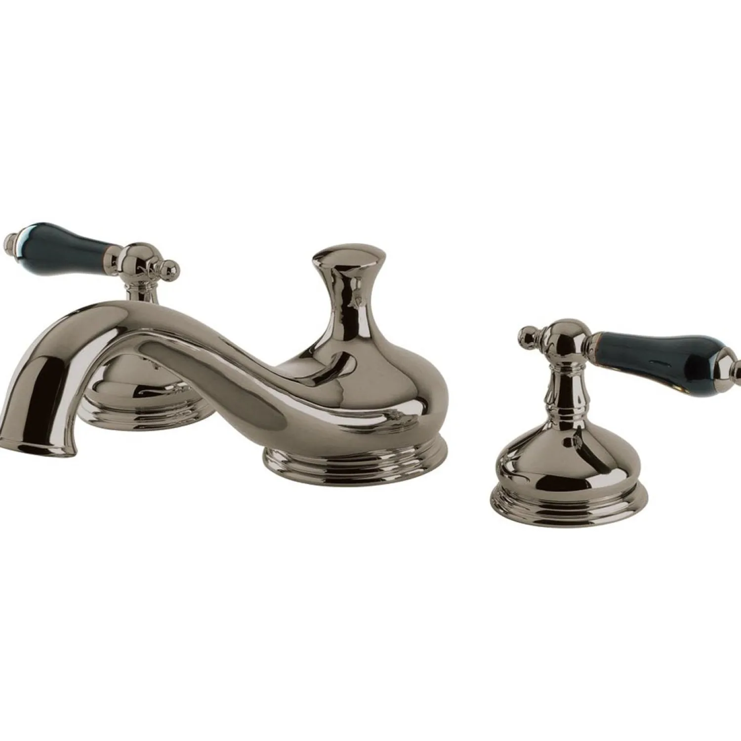 Heritage Onyx Roman Tub Filler with Black Porcelain Lever Handle Tub Faucets