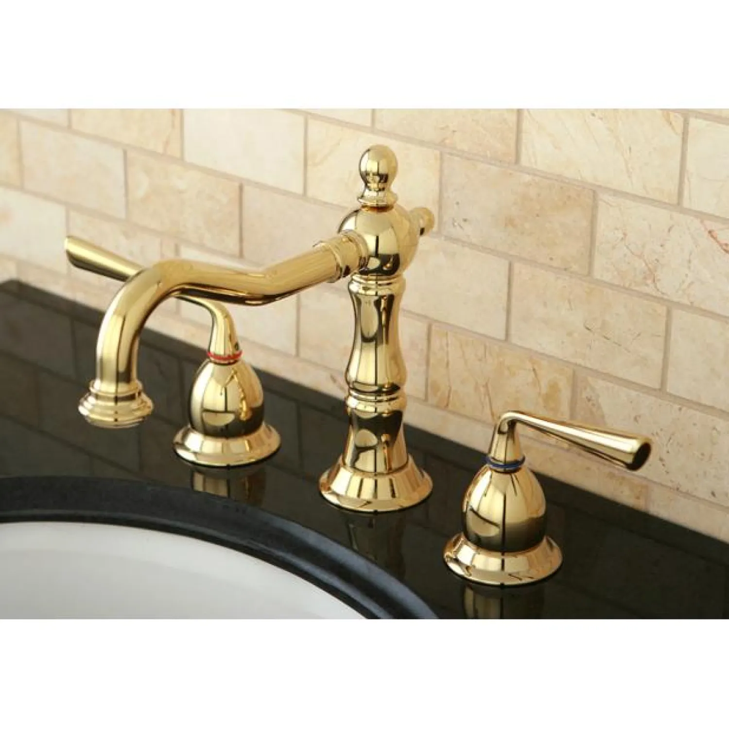 Best Heritage Two Handle 8" to 14" Widespread Three Hole Lavatory Faucet with Brass Pop-up 8" Widespread