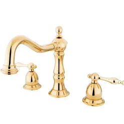 Best Heritage Two Handle Deck Mount 8" to 14" Widespread Lavatory Faucet with Brass Pop-up 8" Widespread