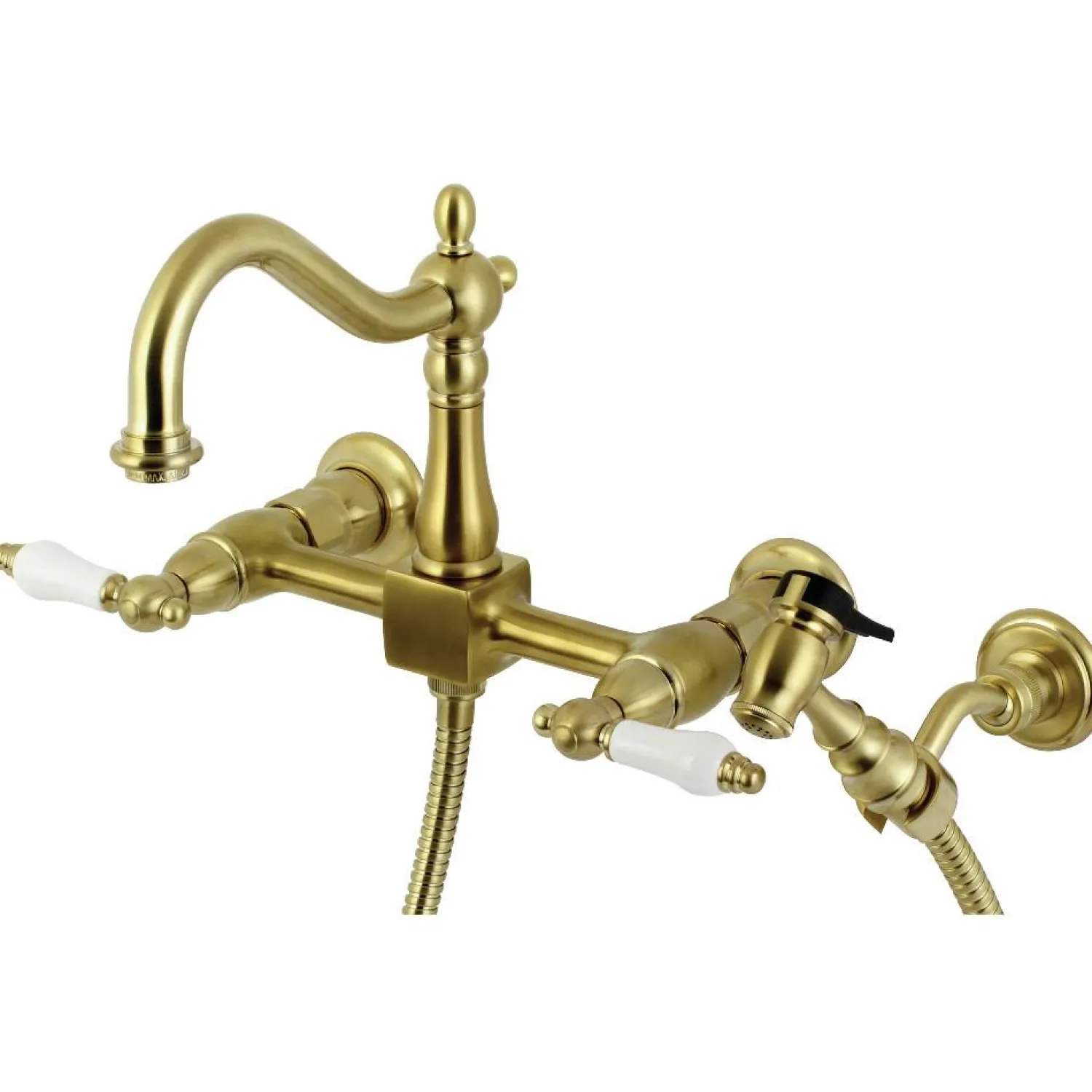 Heritage Wall Mount 8-Inch Centerset Kitchen Faucet with Brass Sprayer Wall Mounted Kitchen Faucets|Faucets With Side Spray