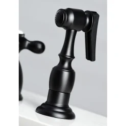 New Heritage Widespread Kitchen Faucet with Brass Sprayer Widespread Kitchen Faucets|Faucets With Side Spray