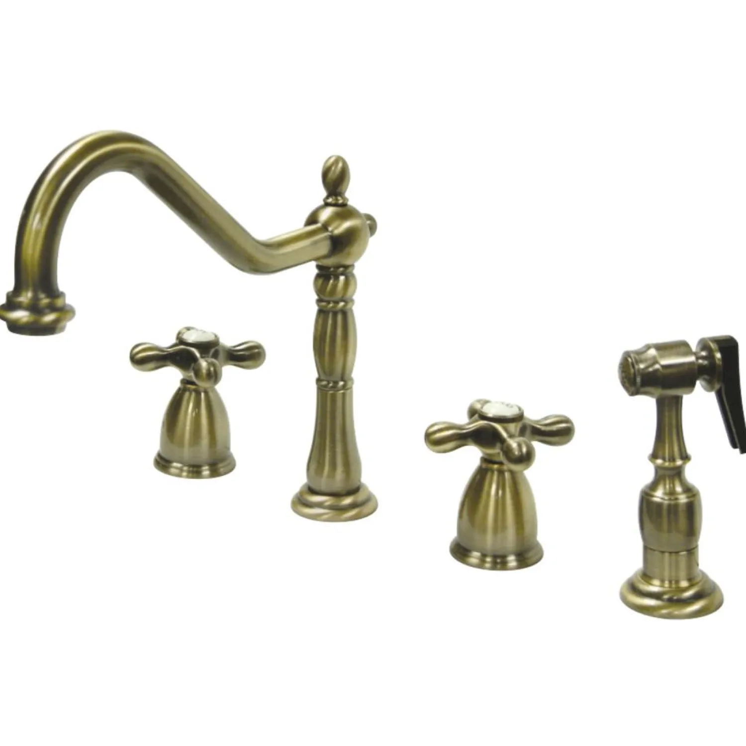 New Heritage Widespread Kitchen Faucet with Brass Sprayer Widespread Kitchen Faucets|Faucets With Side Spray