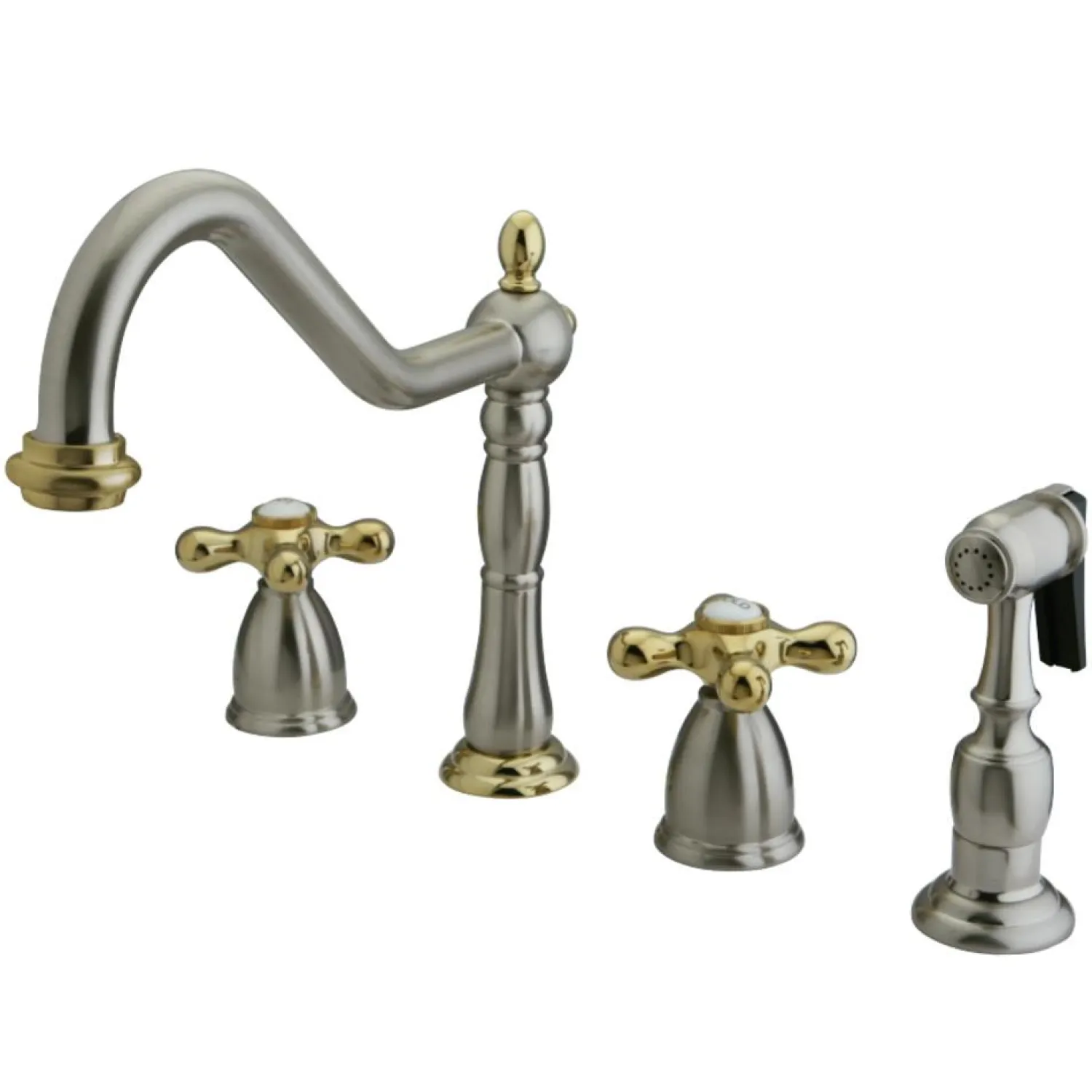 New Heritage Widespread Kitchen Faucet with Brass Sprayer Widespread Kitchen Faucets|Faucets With Side Spray