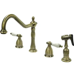Online Heritage Widespread 4-Hole Kitchen Faucet Widespread Kitchen Faucets|Faucets With Side Spray