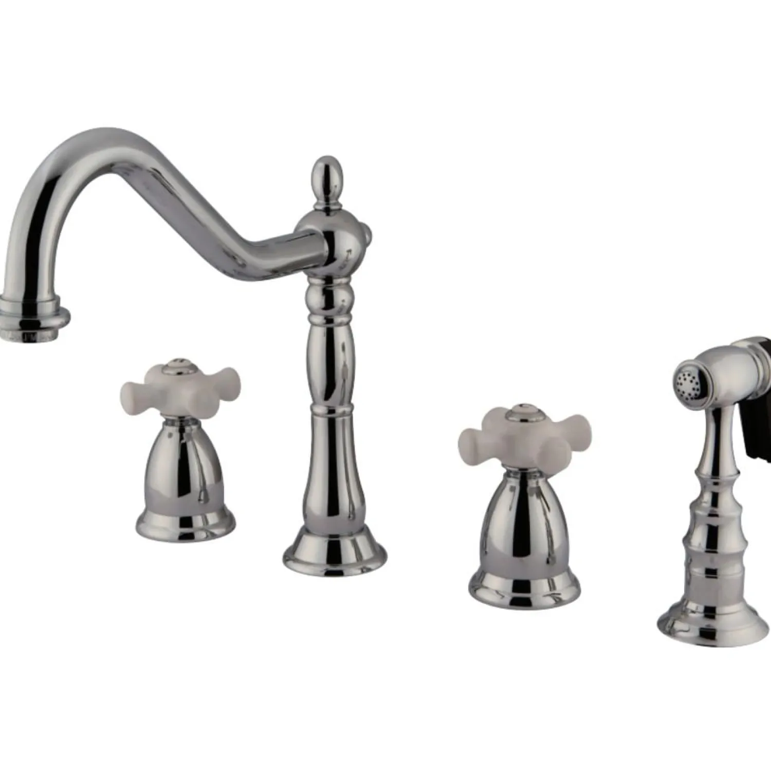 New Heritage Widespread Deck Mount 4-Hole Kitchen Faucet Widespread Kitchen Faucets|Faucets With Side Spray