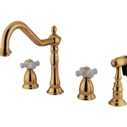 New Heritage Widespread Deck Mount 4-Hole Kitchen Faucet Widespread Kitchen Faucets|Faucets With Side Spray