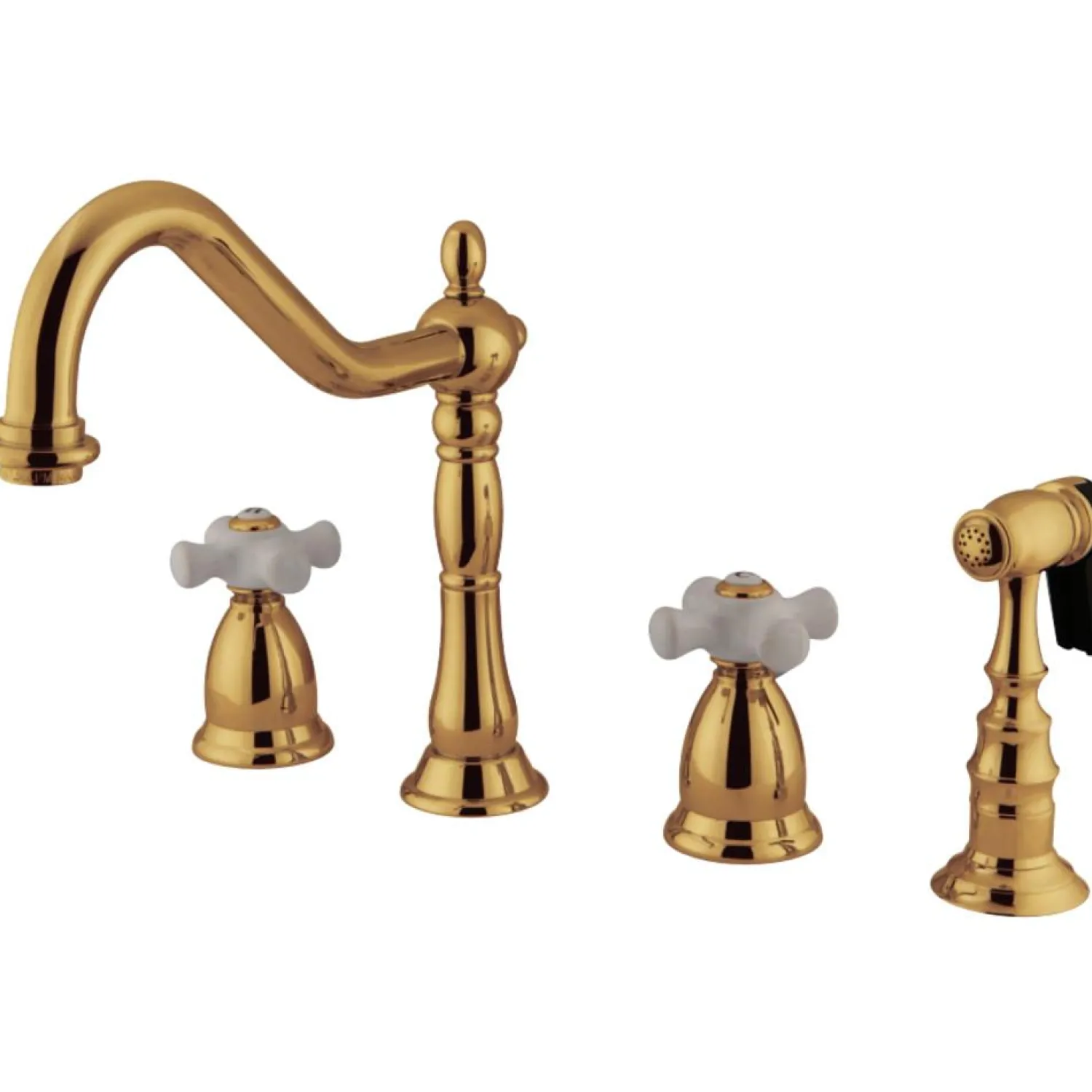New Heritage Widespread Deck Mount 4-Hole Kitchen Faucet Widespread Kitchen Faucets|Faucets With Side Spray
