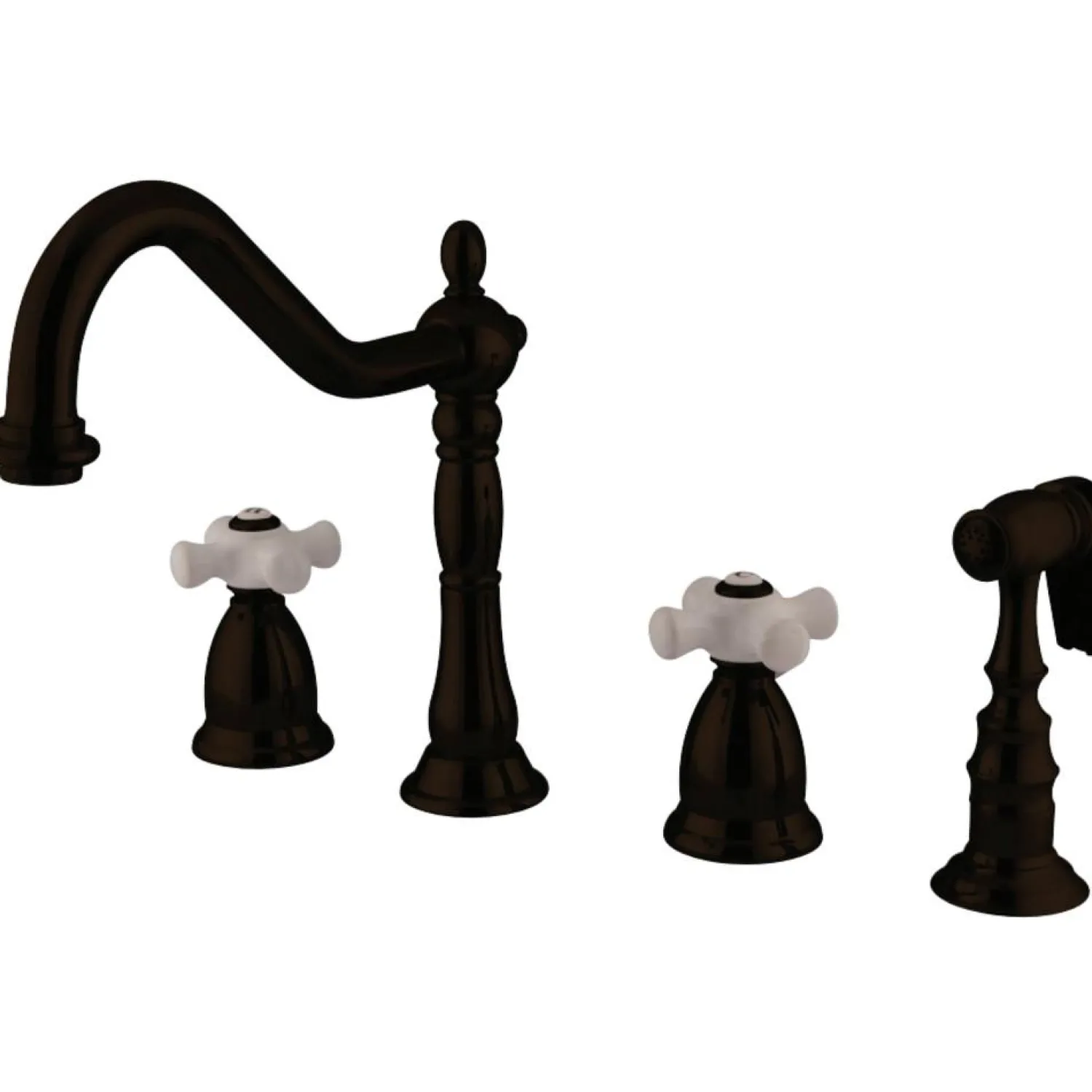 New Heritage Widespread Deck Mount 4-Hole Kitchen Faucet Widespread Kitchen Faucets|Faucets With Side Spray