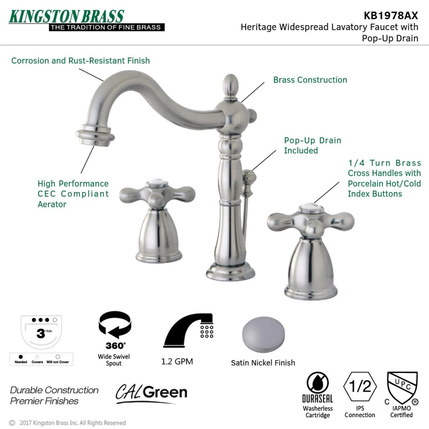 Clearance Heritage 8" Widespread Bathroom Faucet 8" Widespread