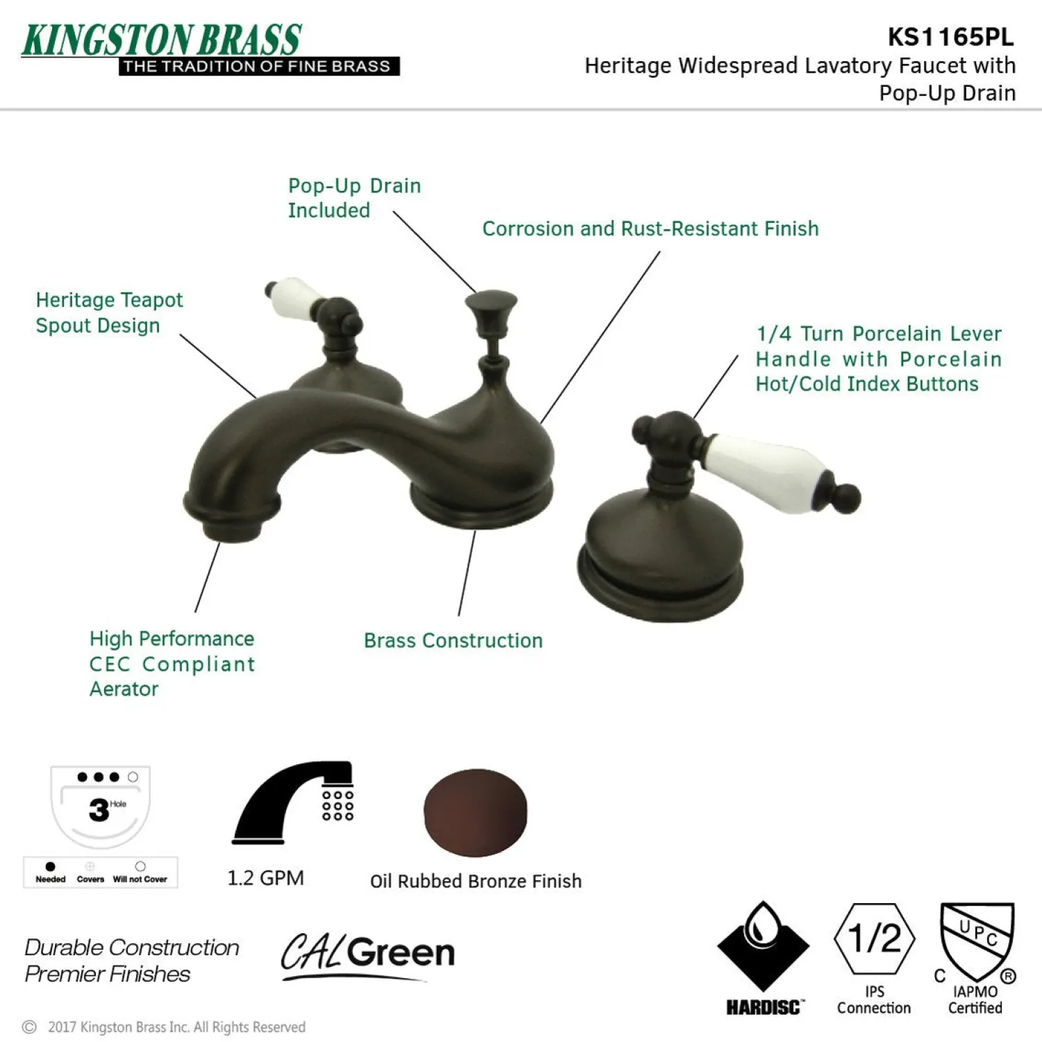 Clearance Heritage 8" Widespread Deck Mount Bathroom Faucet 8" Widespread