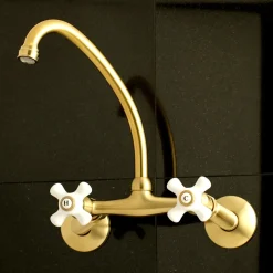 2-Hole 2-Handle Wall Mount Kitchen Faucet Wall Mounted Kitchen Faucets