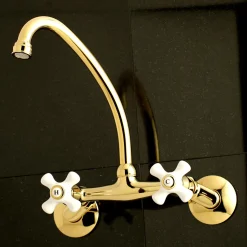 2-Hole 2-Handle Wall Mount Kitchen Faucet Wall Mounted Kitchen Faucets