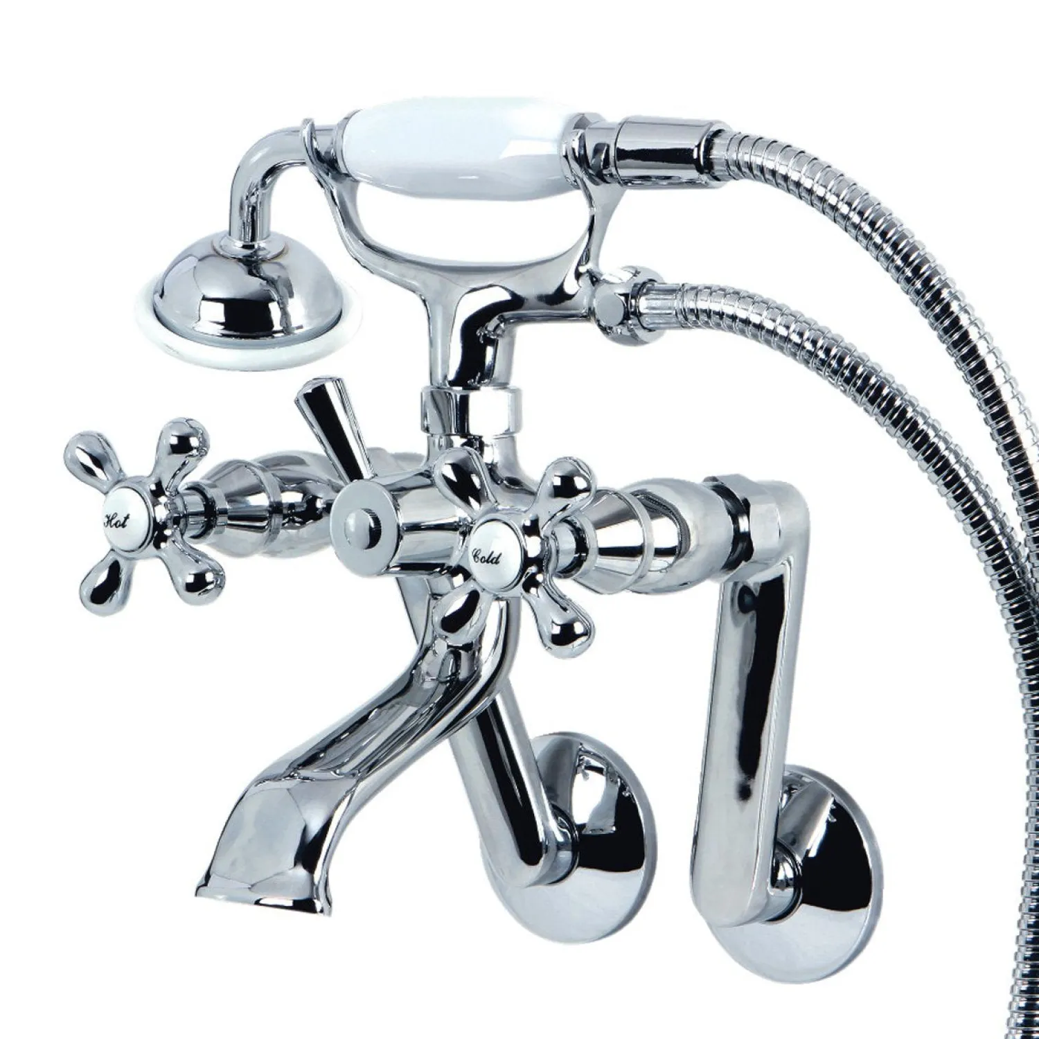 Online 2-Hole Tub Wall Mount Clawfoot Tub Faucet with Hand Shower Tub & Shower Sets|Tub Faucets