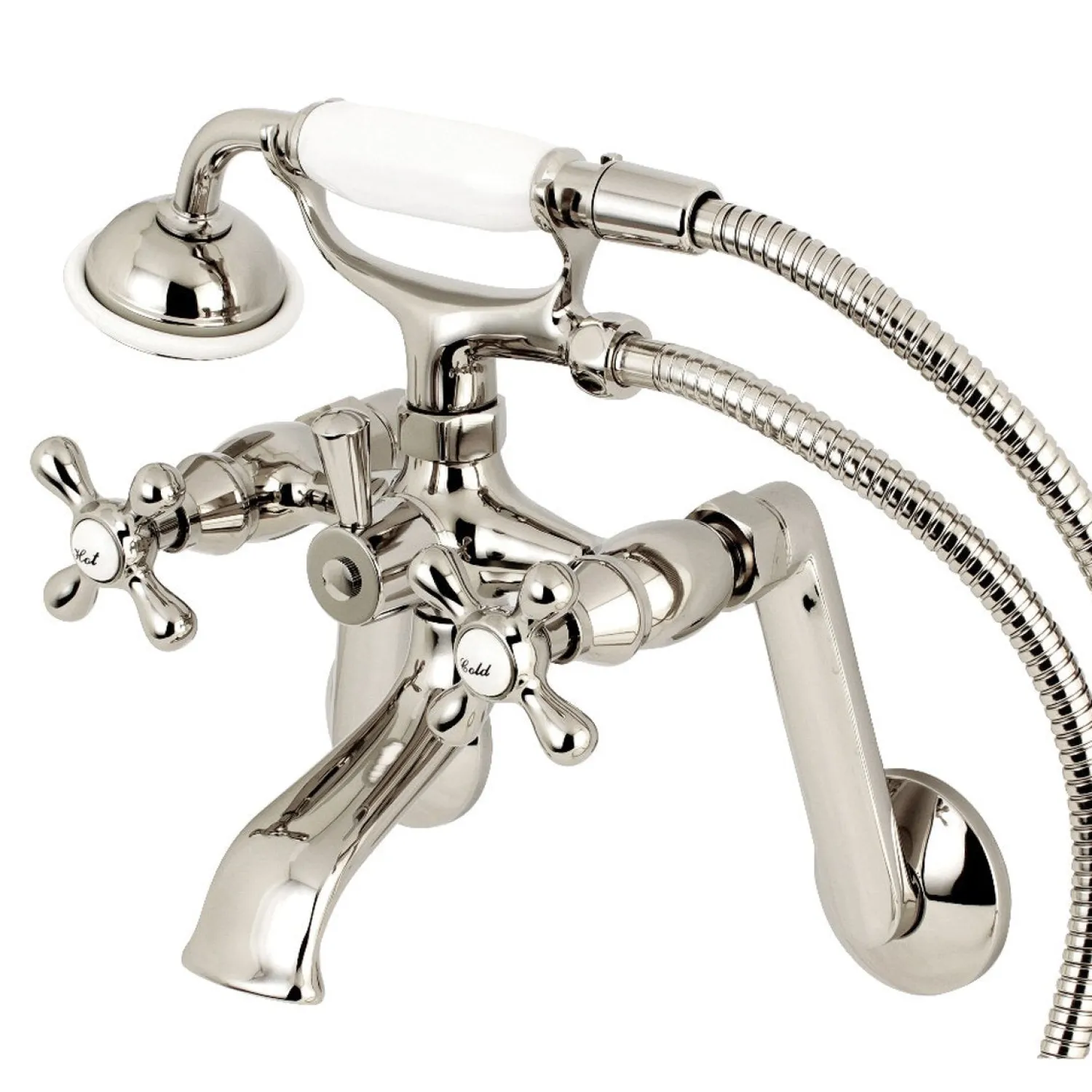 Online 2-Hole Tub Wall Mount Clawfoot Tub Faucet with Hand Shower Tub & Shower Sets|Tub Faucets