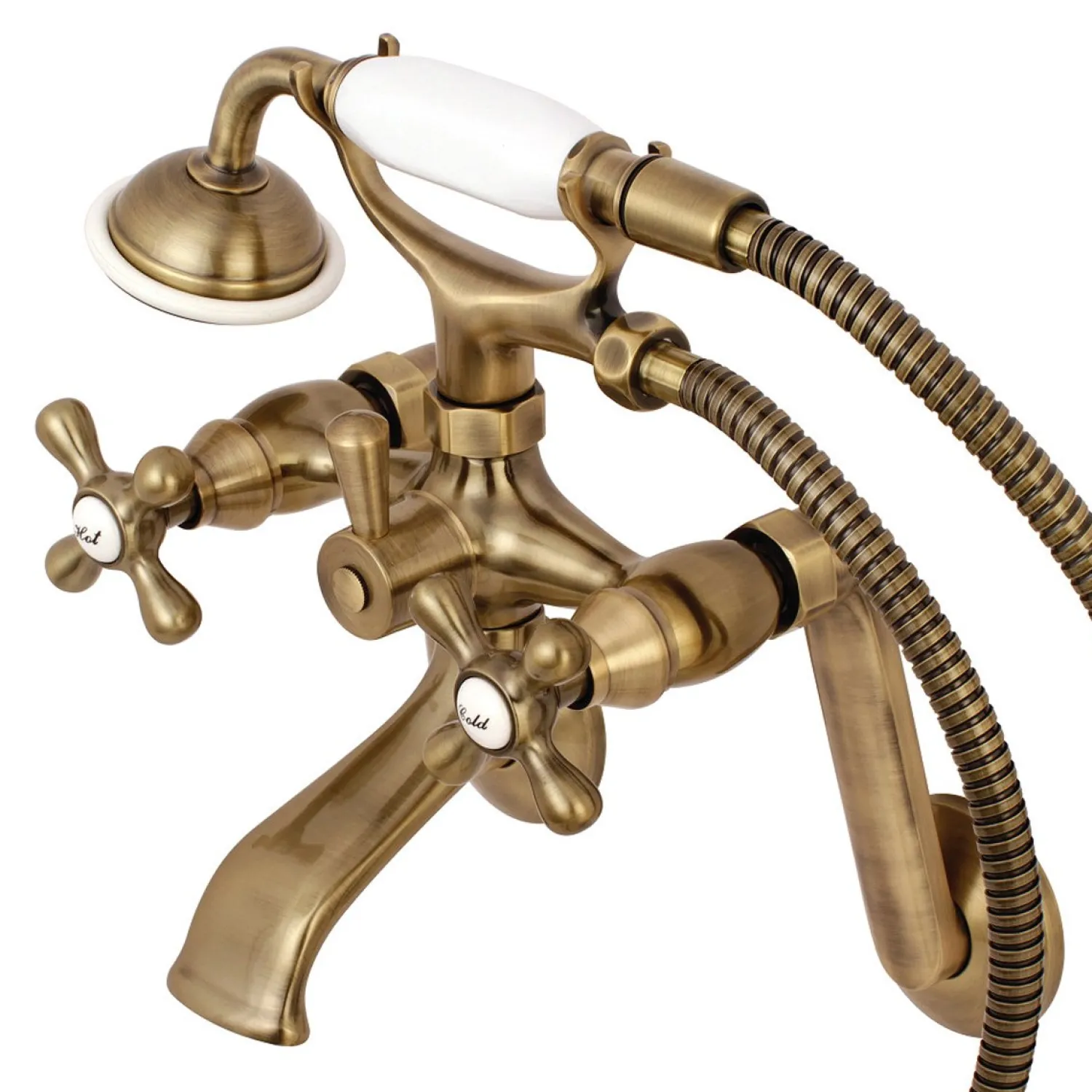 Online 2-Hole Tub Wall Mount Clawfoot Tub Faucet with Hand Shower Tub & Shower Sets|Tub Faucets