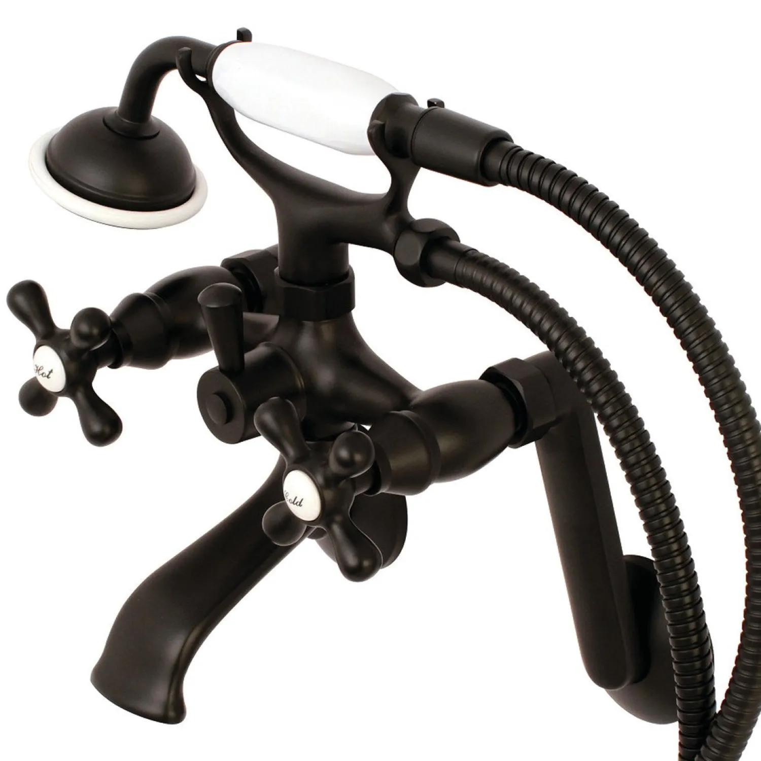 Online 2-Hole Tub Wall Mount Clawfoot Tub Faucet with Hand Shower Tub & Shower Sets|Tub Faucets