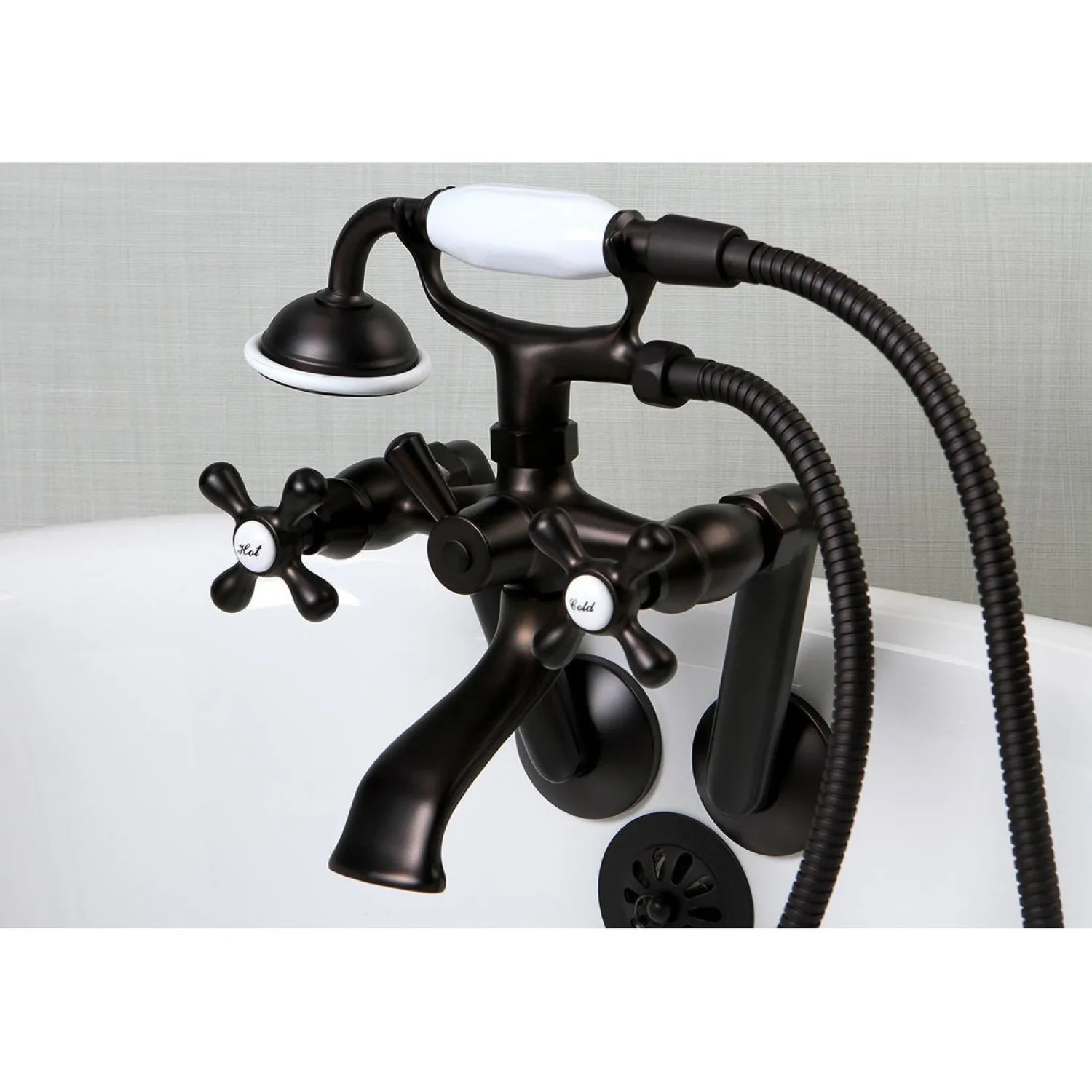 Online 2-Hole Tub Wall Mount Clawfoot Tub Faucet with Hand Shower Tub & Shower Sets|Tub Faucets
