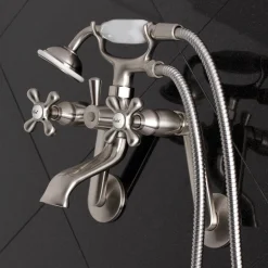 Online 2-Hole Tub Wall Mount Clawfoot Tub Faucet with Hand Shower Tub & Shower Sets|Tub Faucets