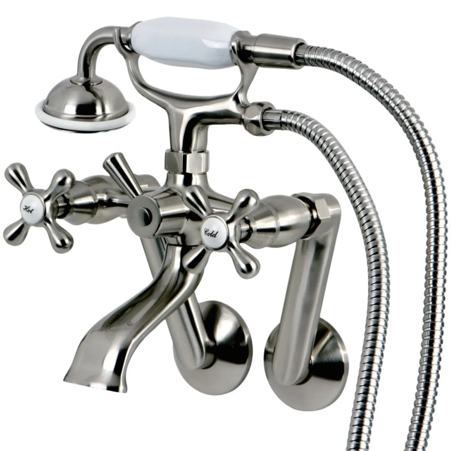 Online 2-Hole Tub Wall Mount Clawfoot Tub Faucet with Hand Shower Tub & Shower Sets|Tub Faucets