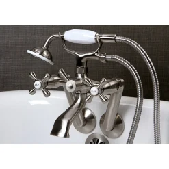 Online 2-Hole Tub Wall Mount Clawfoot Tub Faucet with Hand Shower Tub & Shower Sets|Tub Faucets