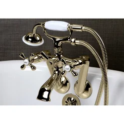 Online 2-Hole Tub Wall Mount Clawfoot Tub Faucet with Hand Shower Tub & Shower Sets|Tub Faucets