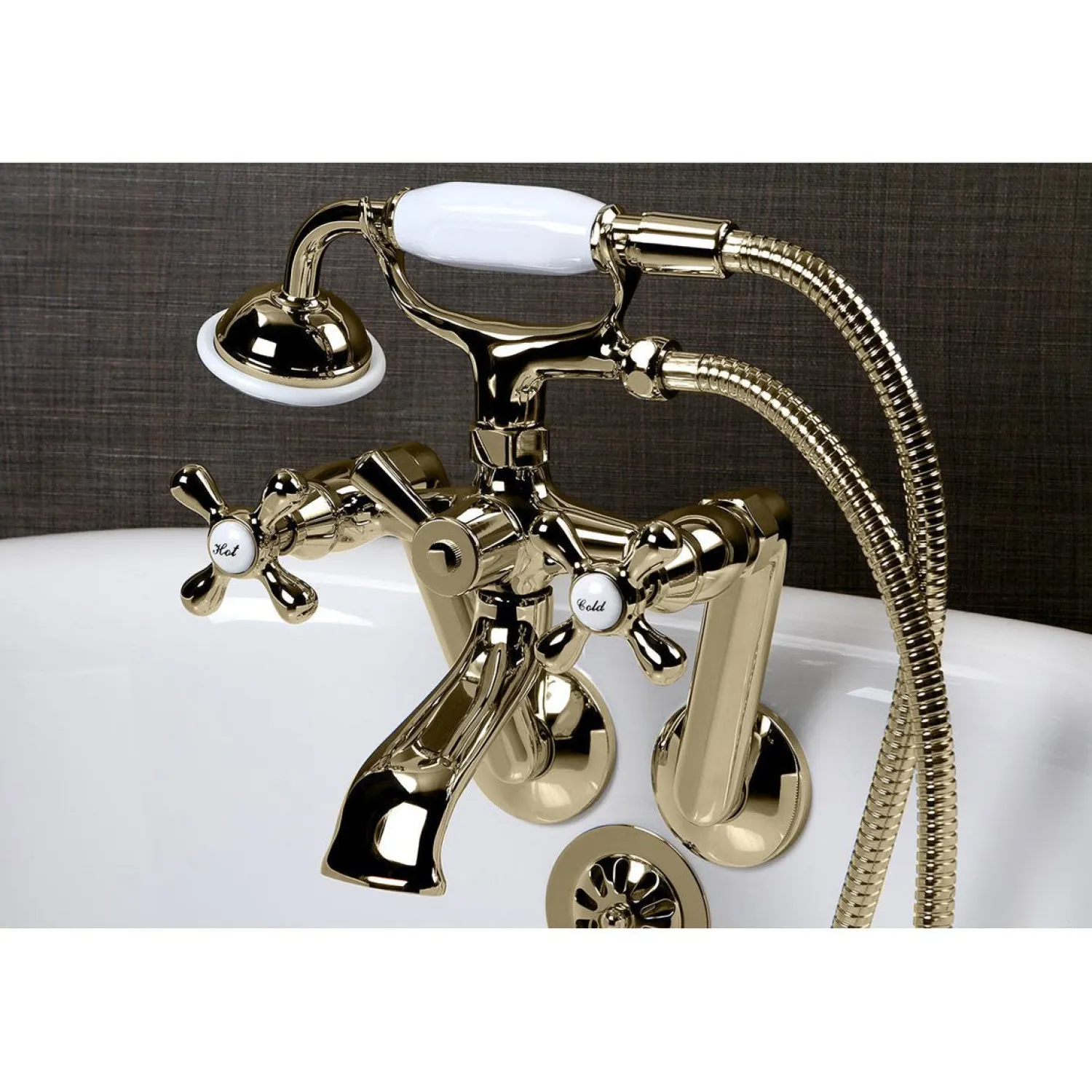 Online 2-Hole Tub Wall Mount Clawfoot Tub Faucet with Hand Shower Tub & Shower Sets|Tub Faucets
