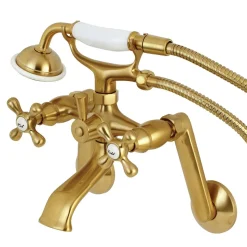 Online 2-Hole Tub Wall Mount Clawfoot Tub Faucet with Hand Shower Tub & Shower Sets|Tub Faucets