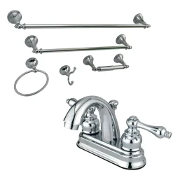 Hot 4-Inch Bathroom Faucet with 5-Piece Bathroom Hardware Combo 4" Center Set