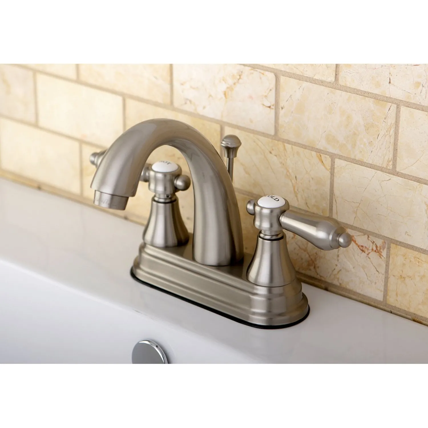 Online 4-Inch Centerset Bathroom Faucet with Brass Pop-Up 4" Center Set