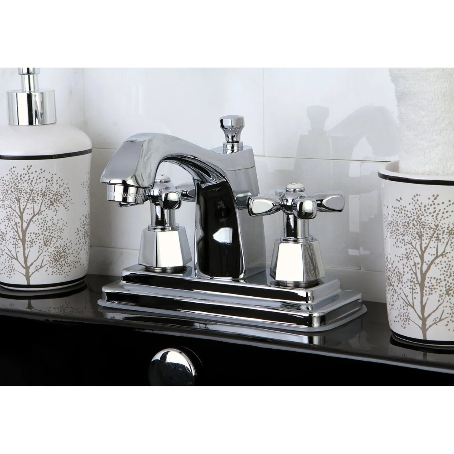 Outlet 4-Inch Centerset Bathroom Faucet with Push Pop-Up Drain 4" Center Set