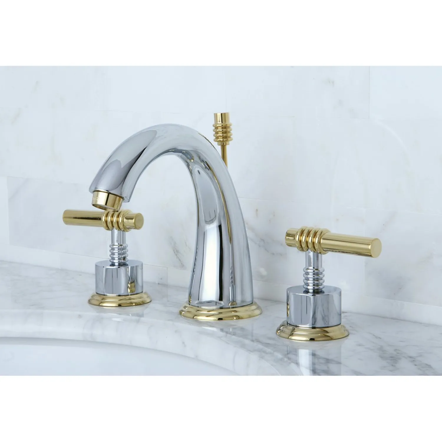 8-Inch Widespread Bathroom Faucet with Brass Pop-Up 8" Widespread