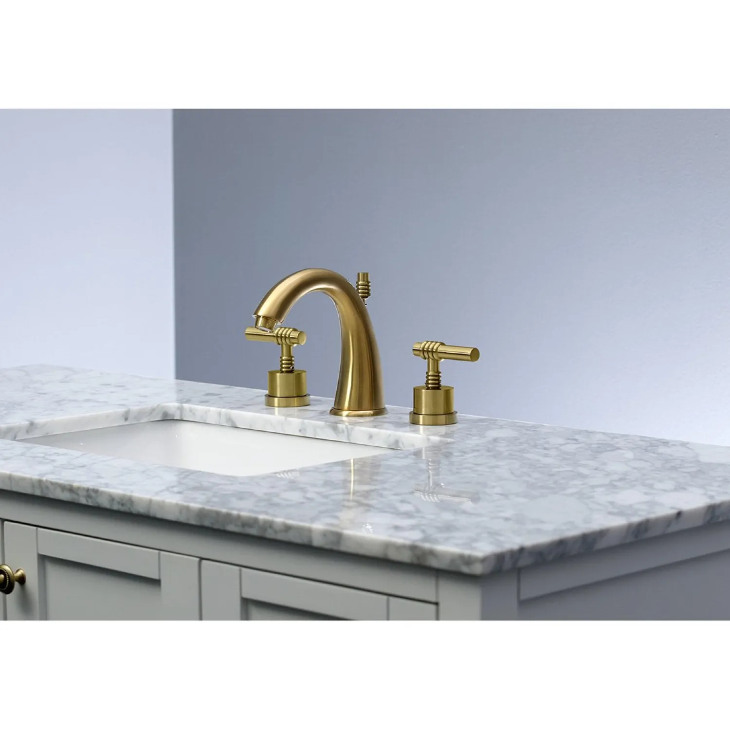8-Inch Widespread Bathroom Faucet with Brass Pop-Up 8" Widespread