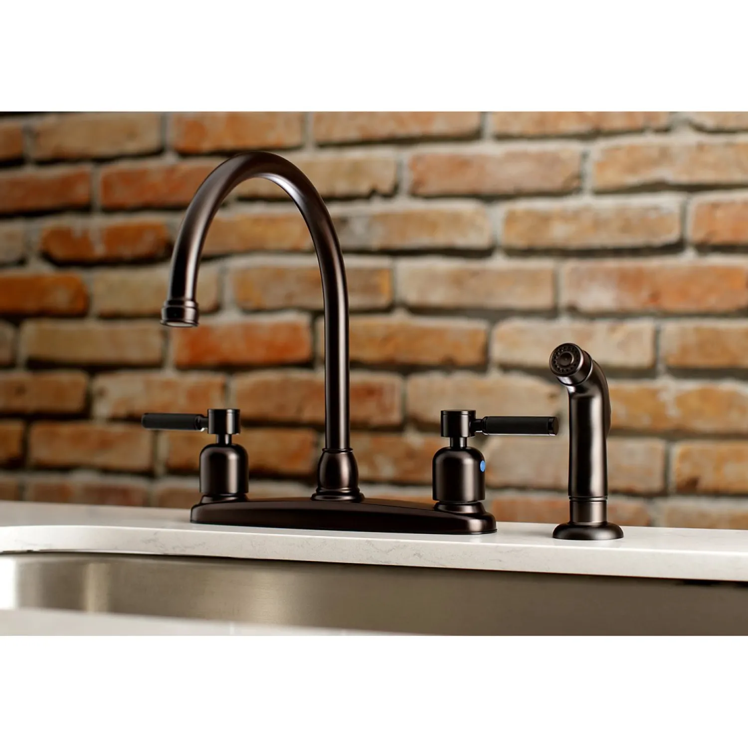 Best Kaiser 4-Hole Centerset Kitchen Faucet Faucets With Side Spray