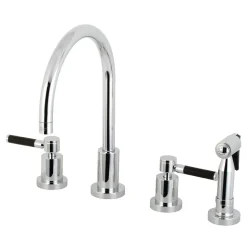 Clearance Kaiser 8-Inch Widespread Kitchen Faucet with Brass Sprayer Widespread Kitchen Faucets|Faucets With Side Spray