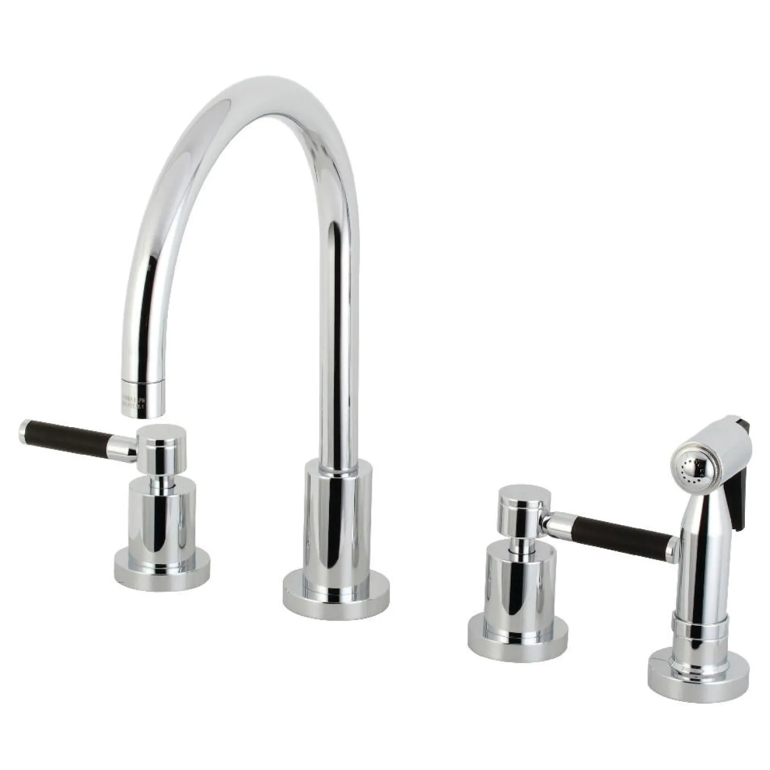 Clearance Kaiser 8-Inch Widespread Kitchen Faucet with Brass Sprayer Widespread Kitchen Faucets|Faucets With Side Spray