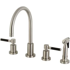 Clearance Kaiser 8-Inch Widespread Kitchen Faucet with Brass Sprayer Widespread Kitchen Faucets|Faucets With Side Spray