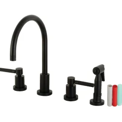 Clearance Kaiser 8-Inch Widespread Kitchen Faucet with Brass Sprayer Widespread Kitchen Faucets|Faucets With Side Spray