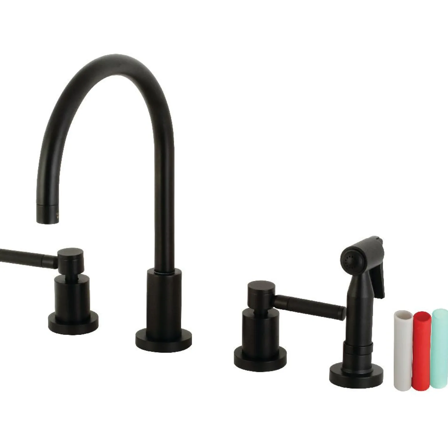 Clearance Kaiser 8-Inch Widespread Kitchen Faucet with Brass Sprayer Widespread Kitchen Faucets|Faucets With Side Spray