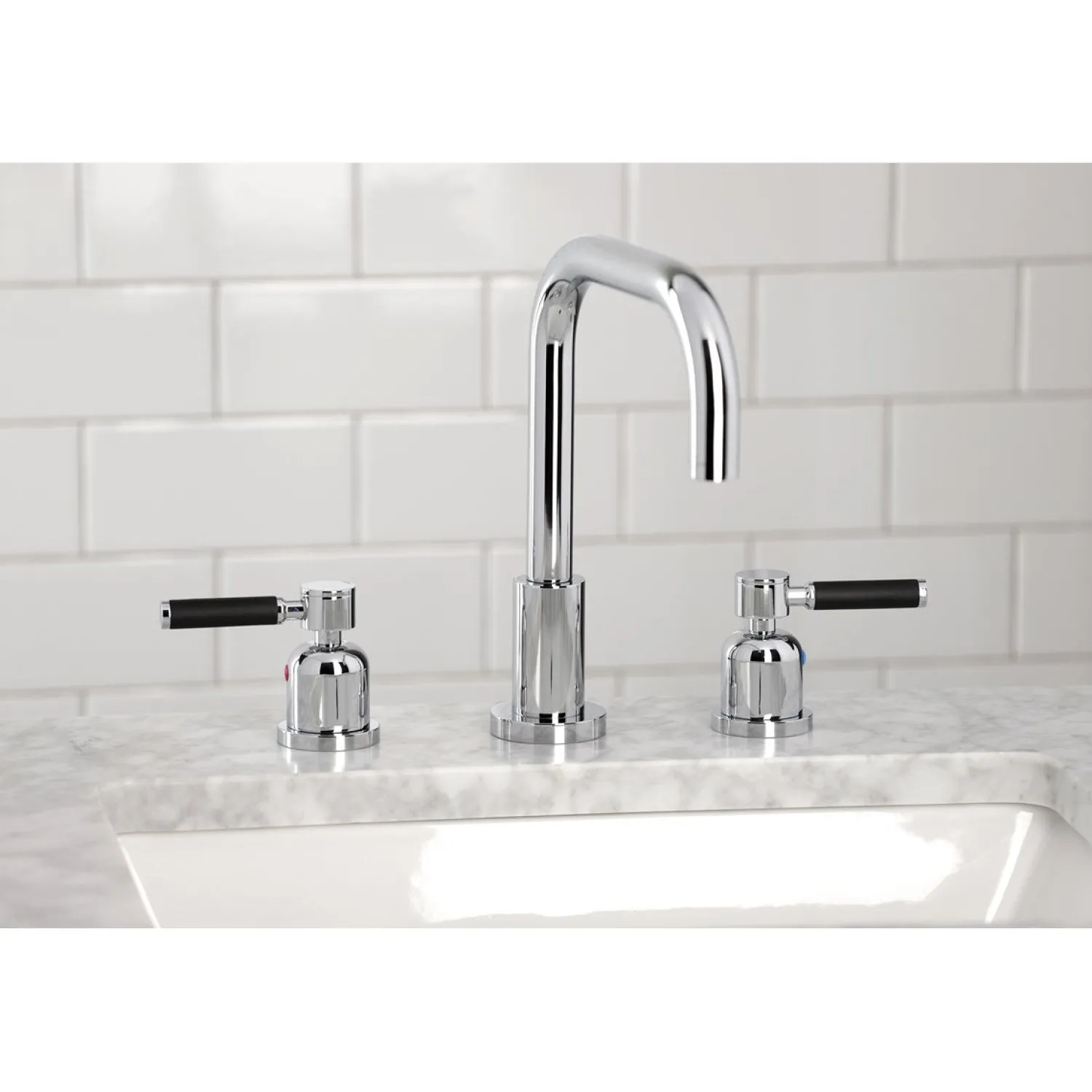 Sale Kaiser Widespread Bathroom Faucet with Brass Pop-Up 8" Widespread