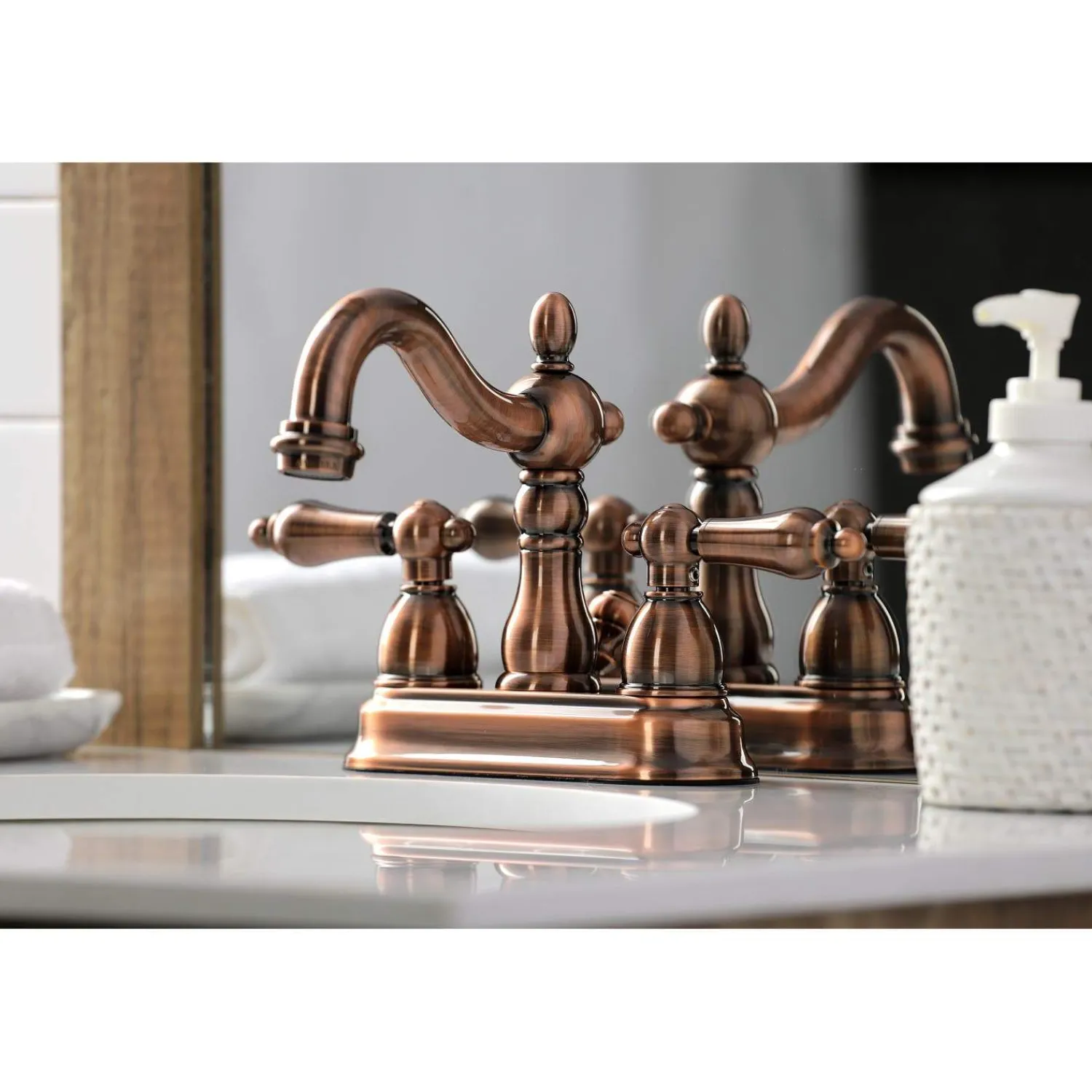 Best KB160ALAC Heritage 4 in. Centerset Bathroom Faucet, Antique Copper 4" Center Set