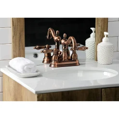 Best KB160ALAC Heritage 4 in. Centerset Bathroom Faucet, Antique Copper 4" Center Set