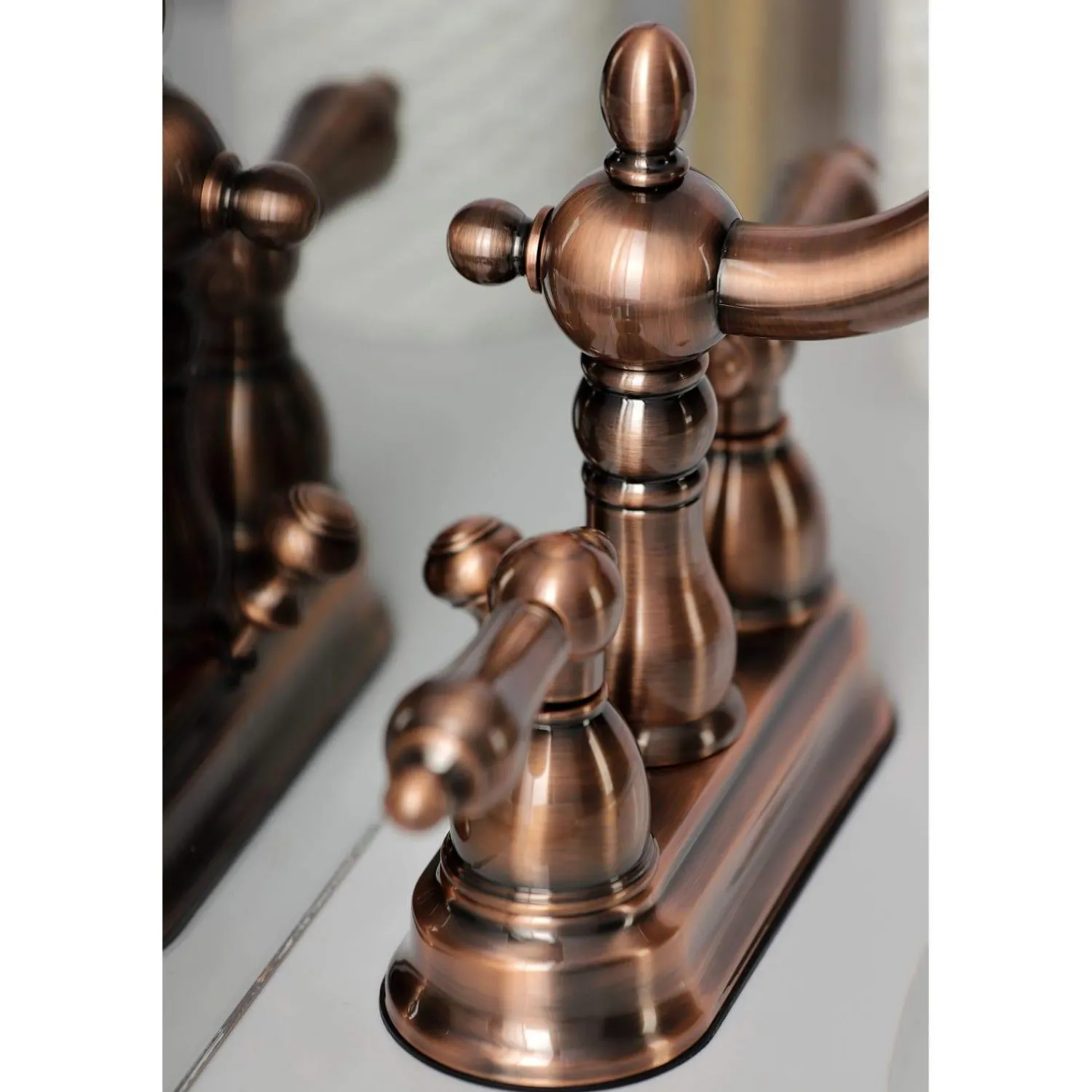 Best KB160ALAC Heritage 4 in. Centerset Bathroom Faucet, Antique Copper 4" Center Set